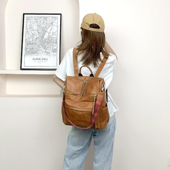 Women Brown Travel Backpack with Tassel main image 6